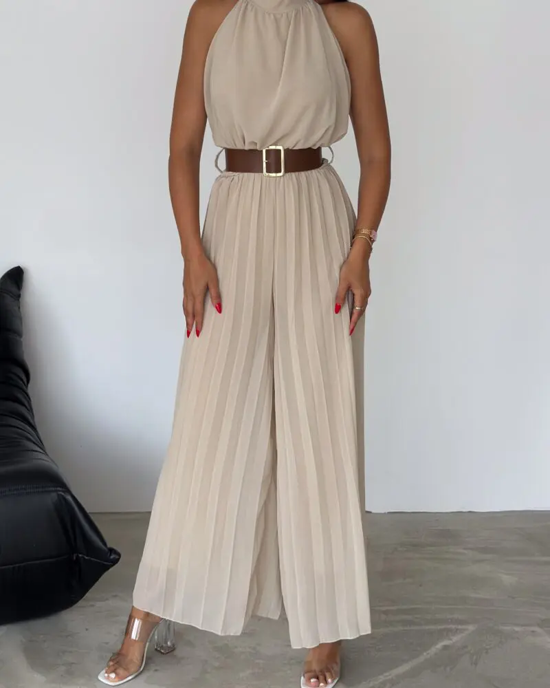 Chic Cinch Jumpsuit Beige