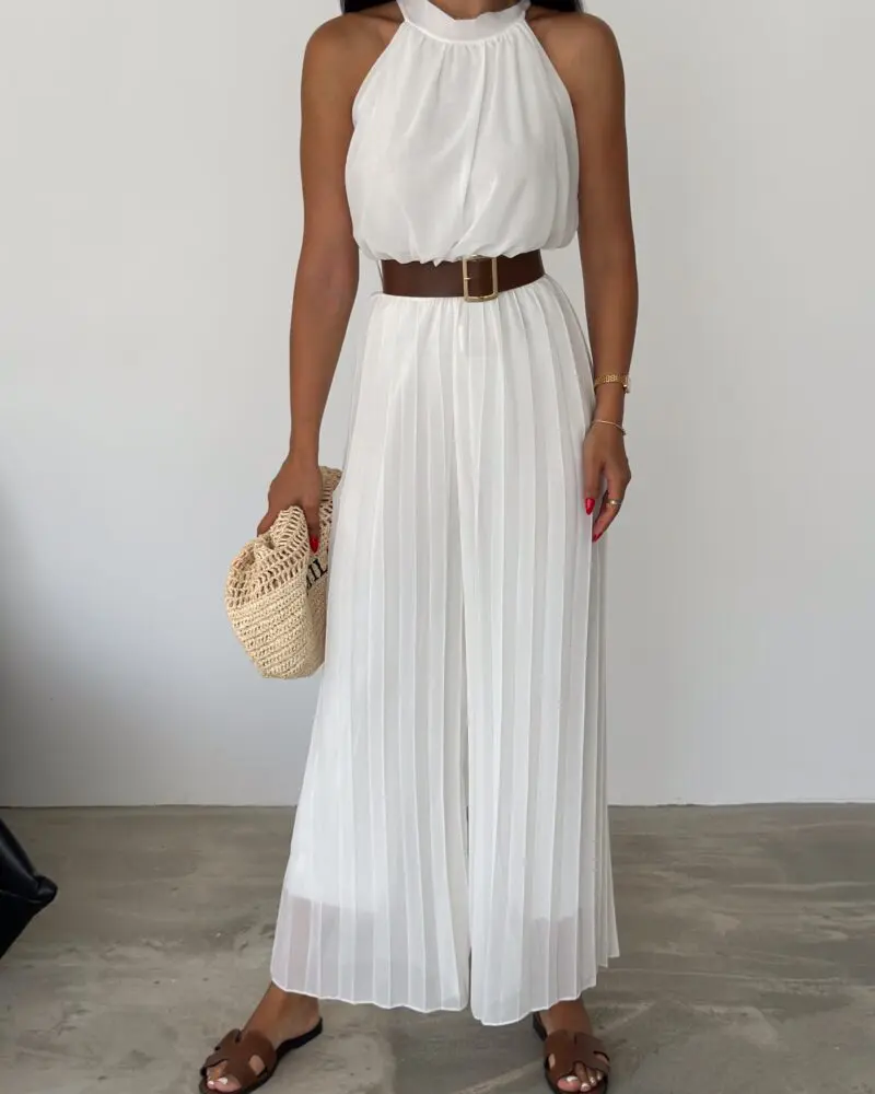 Chic Cinch Jumpsuit White