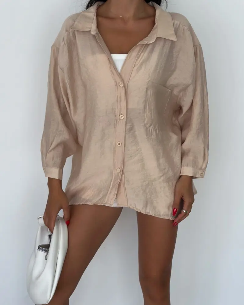 Cream Stripe Oversize Fabia Shirt