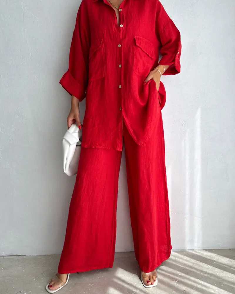 Sunlit Linen Set - Red